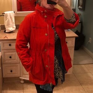 Red lightweight rain jacket